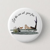 マーメイドオンボート波止場ピンボタン 缶バッジ (正面)