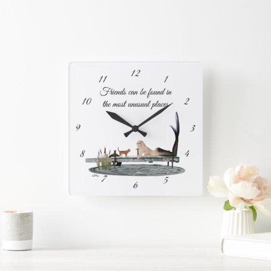 マーメイドオンボート波止場壁時計 スクエア壁時計 (ホーム)