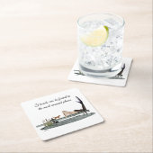 マーメイドオンボート波止場紙コースター スクエアペーパーコースター (インサイチュ)