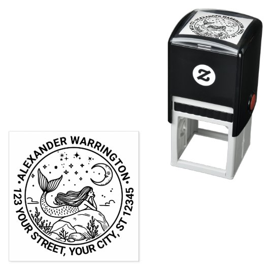 マーメイドオンロックスムーンネーム差出人住所 セルフインキングスタンプ (インサイチュ)