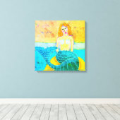 マーメイドオンロック抽象芸術デジタルプリント キャンバスプリント (インサイチュ (ウッドフロア))