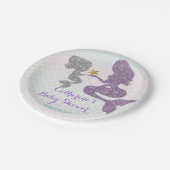 マーメイドカスタマイズベビーシャワースパープルパープルティール(緑がかった色) ペーパープレート (アングル)