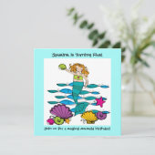 マーメイドカスタマイズ誕生日招待状 招待状 (スタンド正面)