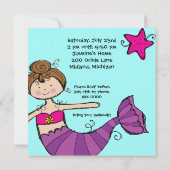 マーメイドカスタマイズ誕生日招待状 招待状 (裏面)