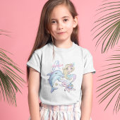マーメイドカスタムの子供の名前ピンクの女の子Tシャツ Tシャツ