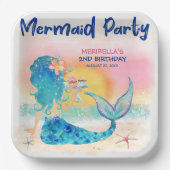 マーメイドカップケーキトロピカルビーチガールズ誕生日 ペーパープレート (正面)