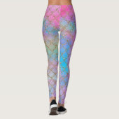 マーメイドカラフルはかりで測かわいらしパステルピンクパープル レギンス (裏面)