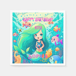 マーメイドカラフルをテーマにしたハッピーバースデーパーティー スタンダードカクテルナプキン