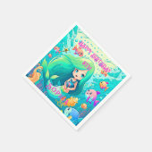 マーメイドカラフルをテーマにしたハッピーバースデーパーティー スタンダードカクテルナプキン (角)
