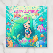 マーメイドカラフルをテーマにしたハッピーバースデーパーティー フェイバータグ (正面)