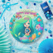 マーメイドカラフルをテーマにしたハッピーバースデーパーティー ペーパープレート (パーティー)