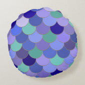 マーメイドカラフルアはかりで測アティール（緑がかった色）パープルブルース ラウンドクッション (裏面)