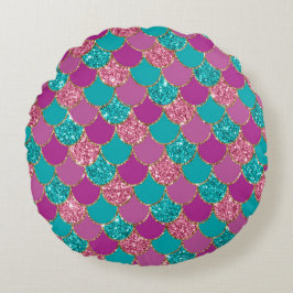 マーメイドカラフルグリッターデザイン ラウンドクッション