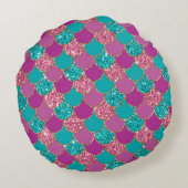 マーメイドカラフルグリッターデザイン ラウンドクッション (裏面)