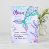 マーメイドカラフルバースデーパーティ招待状 招待状 (スタンド正面)