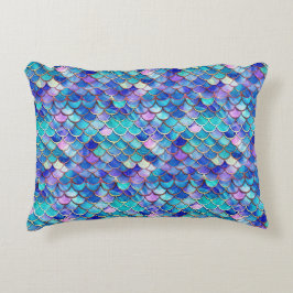 マーメイドカラフルパタはかりで測ーン小さな女の子 アクセントクッション