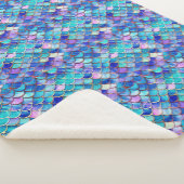 マーメイドカラフルパタはかりで測ーン小さな女の子 シェルパブランケット (3/4)