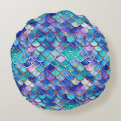 マーメイドカラフルパタはかりで測ーン小さな女の子 ラウンドクッション (裏面)