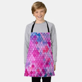 マーメイドカラフルフィッシュテールタイルパターン エプロン (着用した状態)