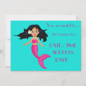 マーメイドカラフル女子の誕生日パーティー 招待状 (正面)