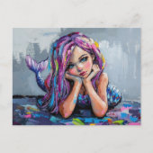 マーメイドカラフル油彩画 ポストカード (正面)