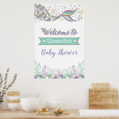 マーメイドガーリーベビーシャワービーチシーウェルカム ポスター (キッチン)