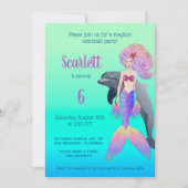 マーメイドガーリーレインボーフェアユタレ誕生日写真  招待状 (正面)