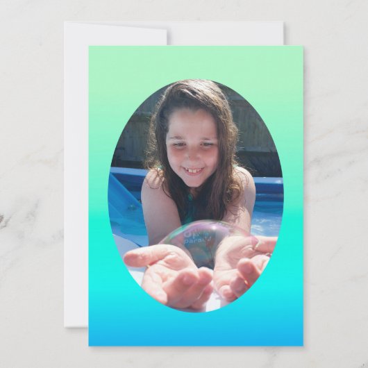 マーメイドガーリーレインボーフェアユタレ誕生日写真  招待状 (裏面)