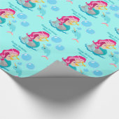 マーメイドガールかわいらし水中ビーチ誕生日 ラッピングペーパー (角)