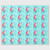 マーメイドガールかわいらし水中ビーチ誕生日 ラッピングペーパー (フラット)