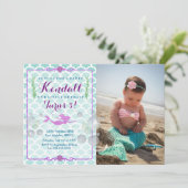 マーメイドガールの誕生日パーティフォト招待状 招待状 (スタンド正面)