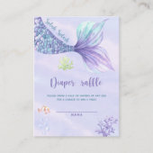 マーメイドガールの赤ちゃんシャワーチケットおむつラッフル エンクロージャーカード (正面)