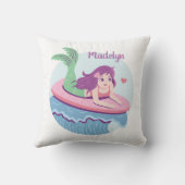 マーメイドガールオンサーフボード海ルームデコール クッション (裏面)