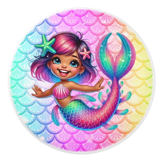 マーメイドガールキャビネットのノブ セラミックノブ (正面)