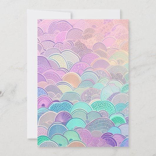 マーメイドガールズバースデーパーティパープルブラック 招待状 (裏面)