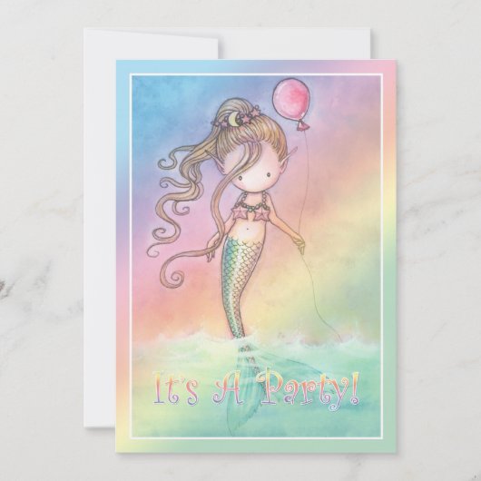 マーメイドガールズバースデーパーティー招待状 招待状 (正面)