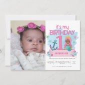 マーメイドガールズ1st誕生日パーティー写真招待状 招待状 (正面)