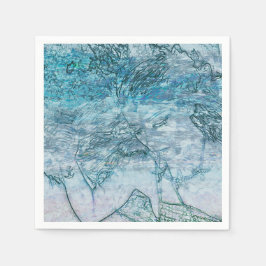 マーメイドガールティール（緑がかった色）グリーンブルー航海の海波 スタンダードカクテルナプキン