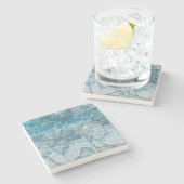 マーメイドガールティール（緑がかった色）グリーンブルー航海の海波 ストーンコースター (横)