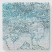 マーメイドガールティール(緑がかった色)グリーンブルー航海の海波 ストーンコースター (正面)