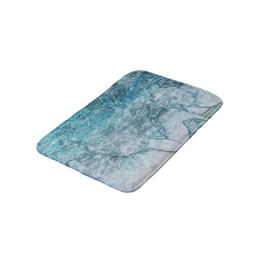 マーメイドガールティール（緑がかった色）グリーンブルー航海の海波 バスマット (アングル)