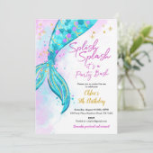 マーメイドガールバースデーパーティーの招待 サンキューカード (スタンド正面)