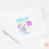 マーメイドガールバースデーパーティーグループマッチングテーマ  ラウンドシール (封筒)