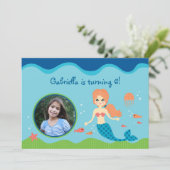 マーメイドガールバースデーパーティーフォト招待状 招待状 (スタンド正面)