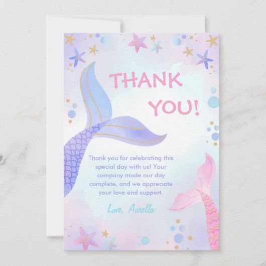 マーメイドガールバースデーパーティー サンキューカード (正面)
