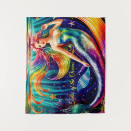 マーメイドガールフィッシュテール水中カラフル海 タペストリー