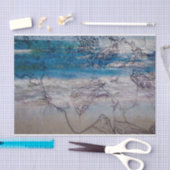 マーメイドガールブルーホワイト航海の海波 薄葉紙 (クラフト)