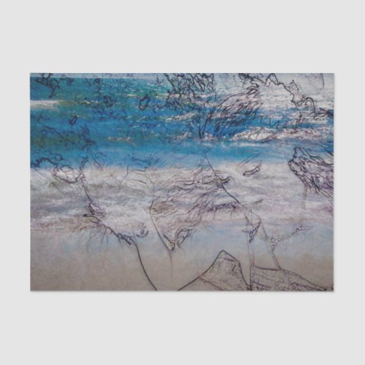 マーメイドガールブルーホワイト航海の海波 薄葉紙 (正面)