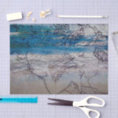 マーメイドガールブルーホワイト航海の海波 薄葉紙 (クラフト)