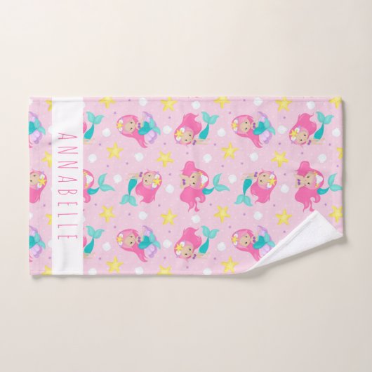 マーメイドガールプリンセスガーリーピンクはかりで測かわいい子供たち バスタオルセット (ハンドタオル)